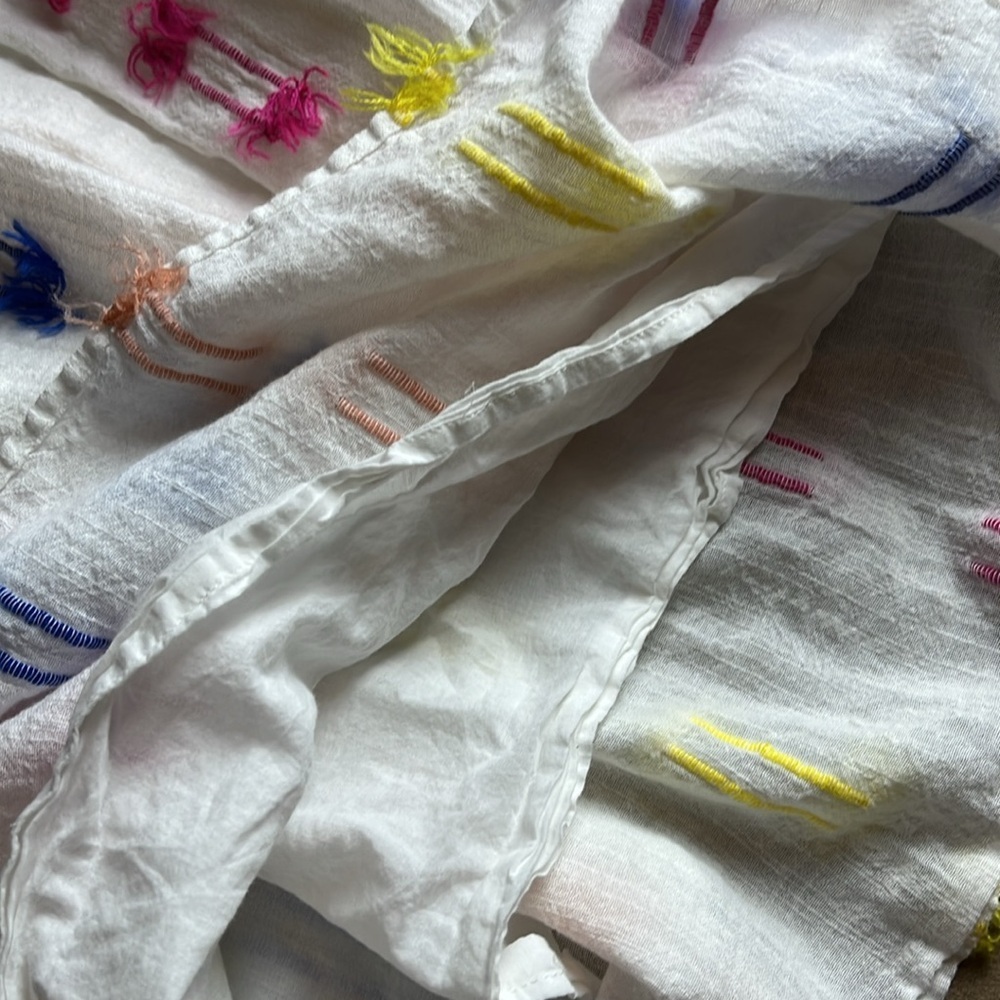 LOU & GREY For LOFT Fringe Cami Dress Fiesta Colorful White - M - Picture 5 of 11